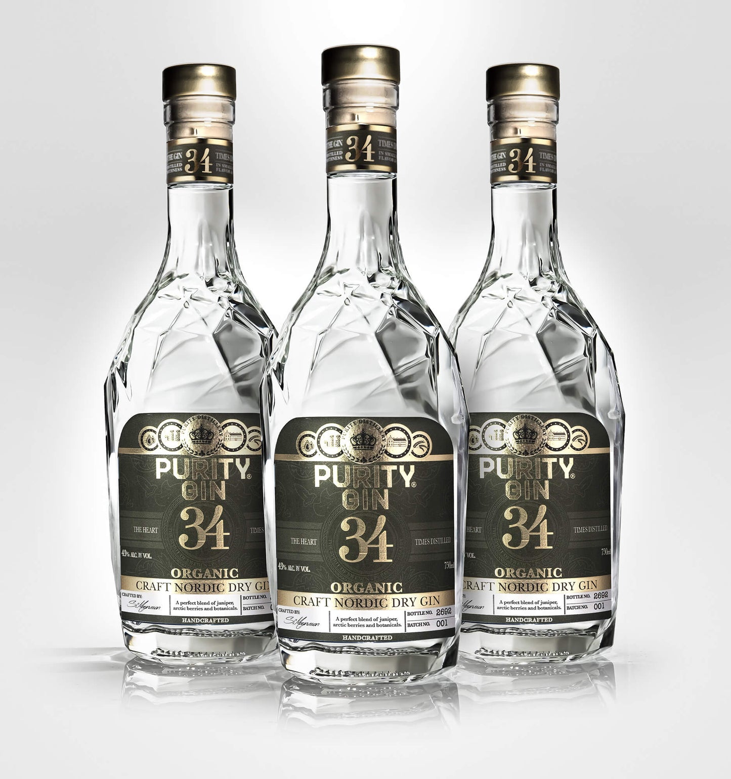 Purity Nordic London Dry Organic Gin - 3 Bottle Bundle